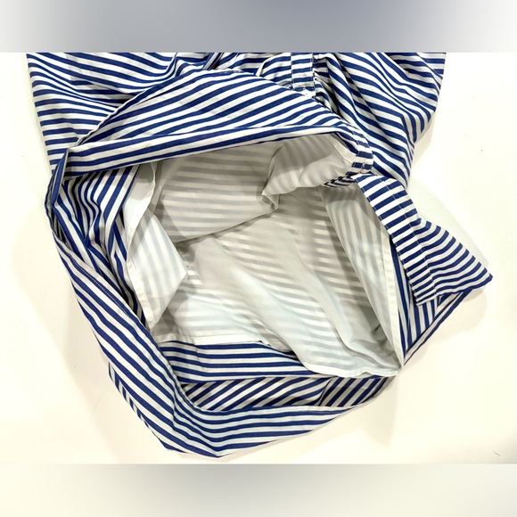 Veronica Beard Striped Asymmetrical Ruched Cotton Shirt Dress - Picture 8 of 16